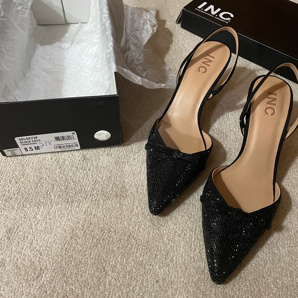 Used INC Black Crystal heels